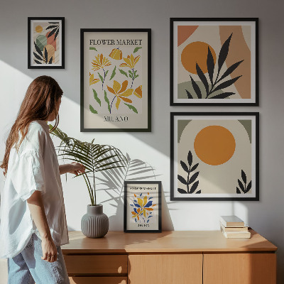 Modernes wandbilder-set Abstrakte Blumen im Boho-Stil