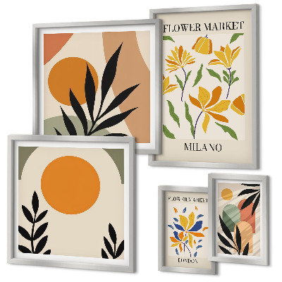 Modernes wandbilder-set Abstrakte Blumen im Boho-Stil