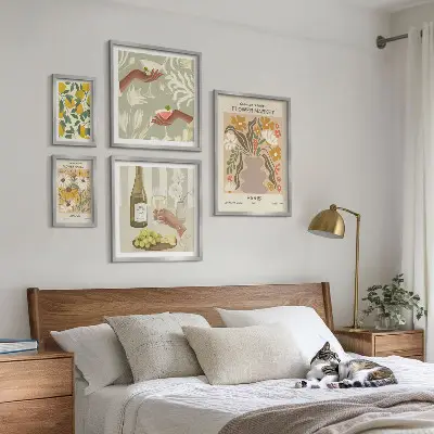 Bilderset fürs Sofa mit Blumen und Früchten im Vintage-Stil