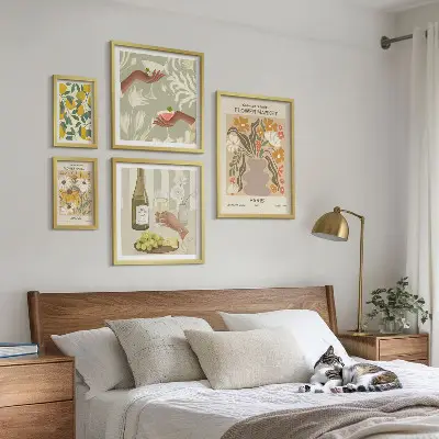 Bilderset fürs Sofa mit Blumen und Früchten im Vintage-Stil