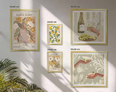 Bilderset fürs sofa Blumen und Früchte im Vintage-Stil