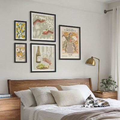 Bilderset fürs sofa Blumen und Früchte im Vintage-Stil