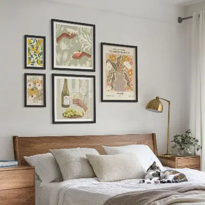 Bilderset fürs Sofa mit Blumen und Früchten im Vintage-Stil