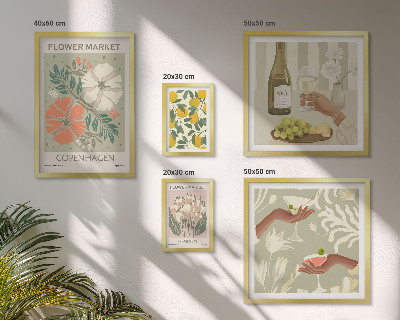 Modernes wandbilder-set Blumen und Früchte im Vintage-Stil
