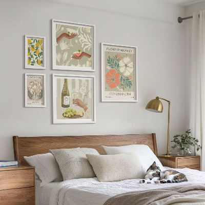 Modernes wandbilder-set Blumen und Früchte im Vintage-Stil