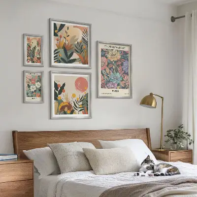 Bilderset fürs Sofa mit Blumenmotiven aus Paris und London