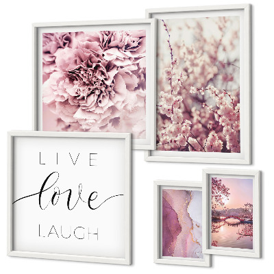 Bildergalerie-set für die wand Blumenmotive, pastellfarbene Slogans