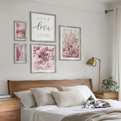 Bildergalerie-set für die wand Blumenmotive, pastellfarbene Slogans