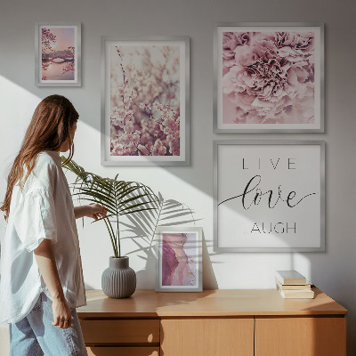 Bildergalerie-set für die wand Blumenmotive, pastellfarbene Slogans