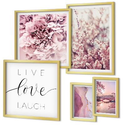 Bildergalerie-set für die wand Blumenmotive, pastellfarbene Slogans