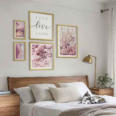 Bildergalerie-set für die wand Blumenmotive, pastellfarbene Slogans