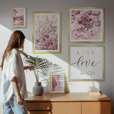 Bildergalerie-set für die wand Blumenmotive, pastellfarbene Slogans