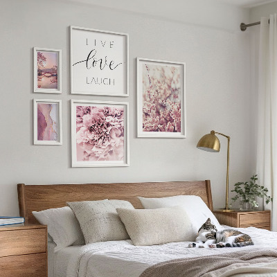 Bildergalerie-set für die wand Blumenmotive, pastellfarbene Slogans