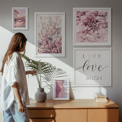 Bildergalerie-set für die wand Blumenmotive, pastellfarbene Slogans