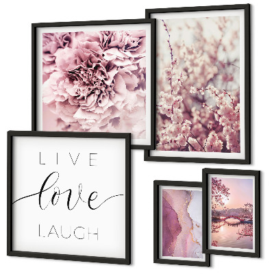 Bildergalerie-set für die wand Blumenmotive, pastellfarbene Slogans