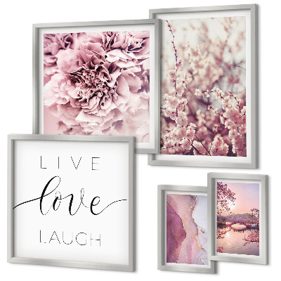 Bildergalerie-set für die wand Blumenmotive, pastellfarbene Slogans