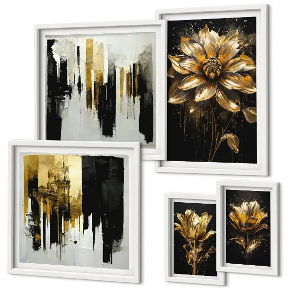 Modernes Wandbilder-Set mit floralen Motiven in eleganter, moderner Optik