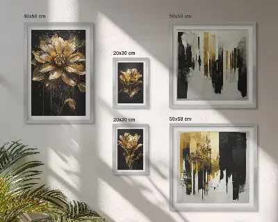 Modernes Wandbilder-Set mit floralen Motiven in eleganter, moderner Optik