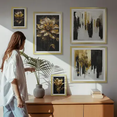 Modernes Wandbilder-Set mit floralen Motiven in eleganter, moderner Optik