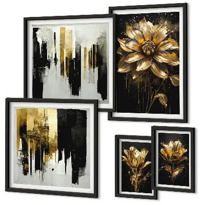 Modernes Wandbilder-Set mit floralen Motiven in eleganter, moderner Optik