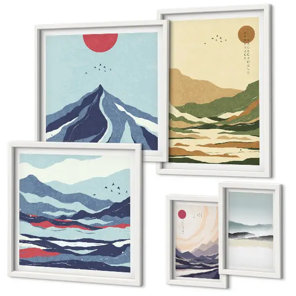 Wandbilder-Set mit Berglandschaften in der Natur