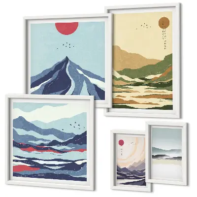Wandbilder-Set mit Berglandschaften in der Natur