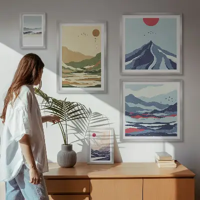 Wandbilder-Set mit Berglandschaften in der Natur