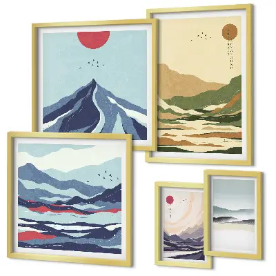Wandbilder-Set mit Berglandschaften in der Natur