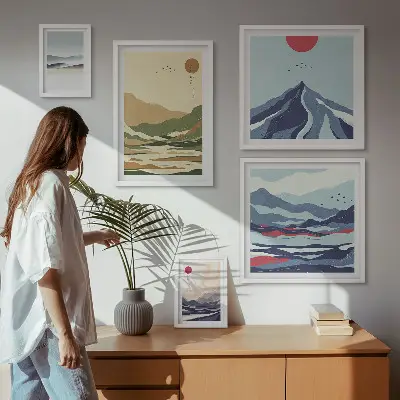 Wandbilder-Set mit Berglandschaften in der Natur