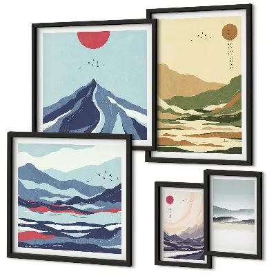 Wandbilder-Set mit Berglandschaften in der Natur