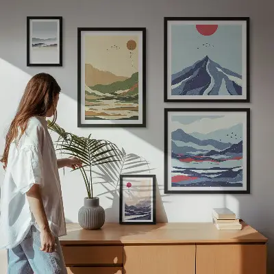 Wandbilder-Set mit Berglandschaften in der Natur