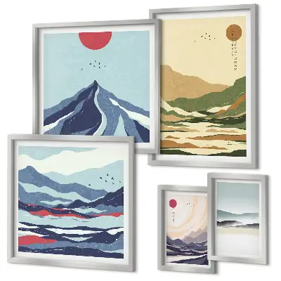 Wandbilder-Set mit Berglandschaften in der Natur
