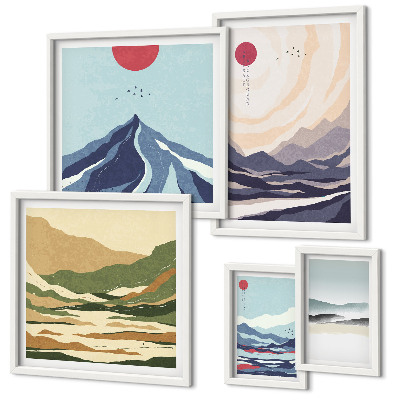 Bildergalerie-set für die wand Abstrakte Berglandschaften
