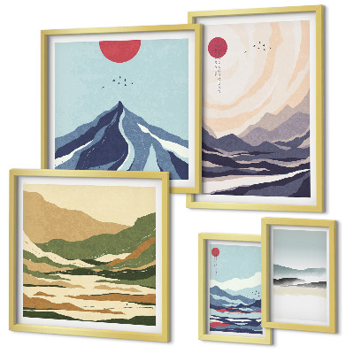Bildergalerie-set für die wand Abstrakte Berglandschaften