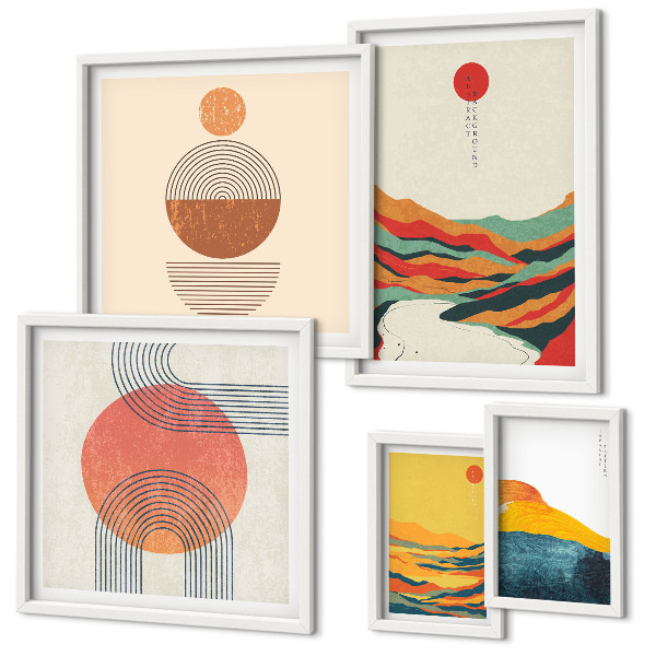 Modernes wandbilder-set Abstrakte geometrische Landschaften