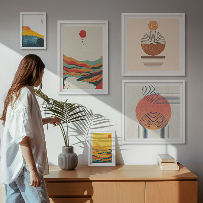 Modernes wandbilder-set Abstrakte geometrische Landschaften