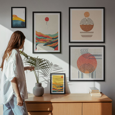 Modernes wandbilder-set Abstrakte geometrische Landschaften