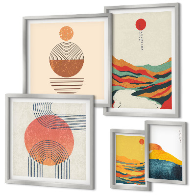 Modernes wandbilder-set Abstrakte geometrische Landschaften