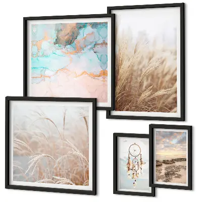Modernes Wandbilder-Set mit natürlichen Boho-Ethno-Landschaften