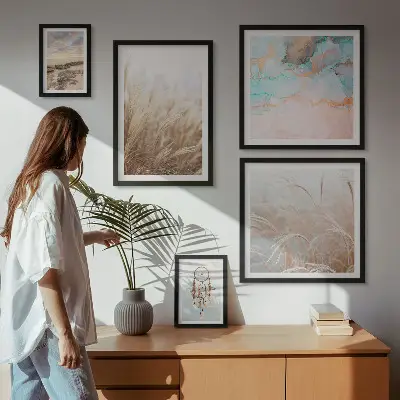 Modernes Wandbilder-Set mit natürlichen Boho-Ethno-Landschaften