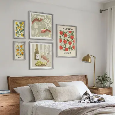 Bildergalerien-Set für die Wand Vintage-Optik mit Obst- und Blumenmarkt-Motiven