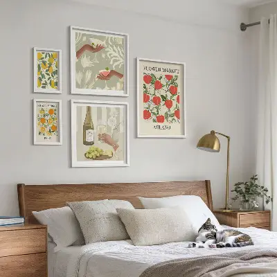 Bildergalerien-Set für die Wand Vintage-Optik mit Obst- und Blumenmarkt-Motiven