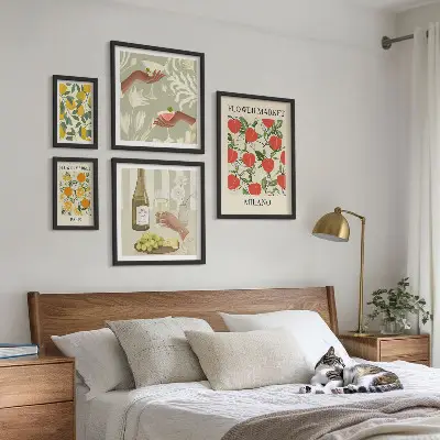 Bildergalerien-Set für die Wand Vintage-Optik mit Obst- und Blumenmarkt-Motiven