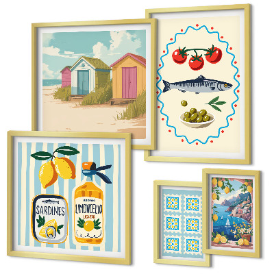 Modernes wandbilder-set Aromen der mediterranen Küche