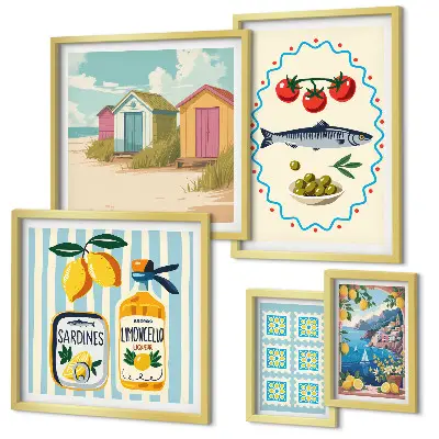 Wandbilder-Set Aromen der mediterranen Küche modernes Design