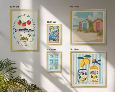 Wandbilder-Set Aromen der mediterranen Küche modernes Design