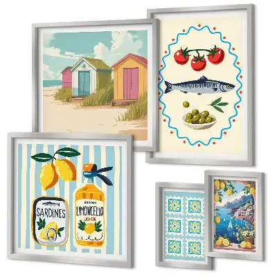 Wandbilder-Set Aromen der mediterranen Küche modernes Design
