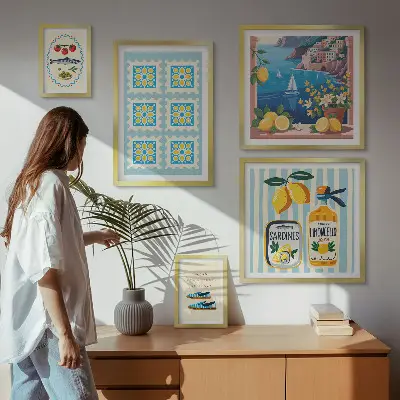 Bilderset fürs Sofa mit Motiven der italienischen Küche