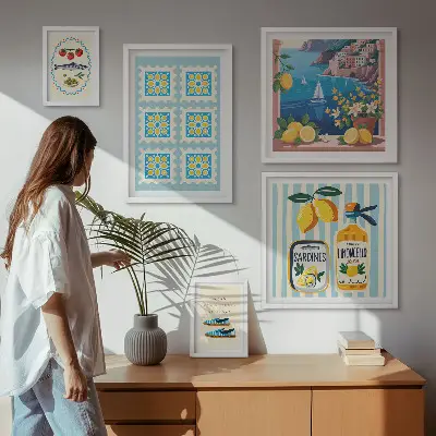 Bilderset fürs Sofa mit Motiven der italienischen Küche