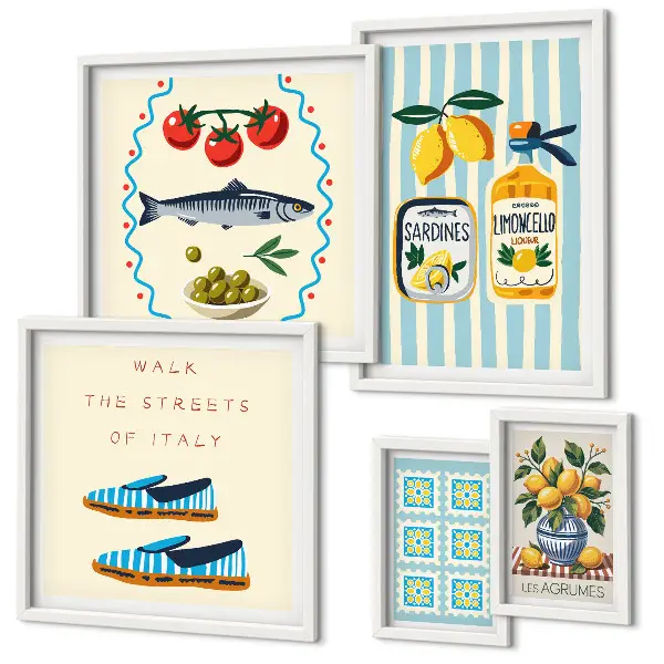 Bildergalerie-Set für die Wand Motiv Italienische Küche mit Zitrusfrüchten